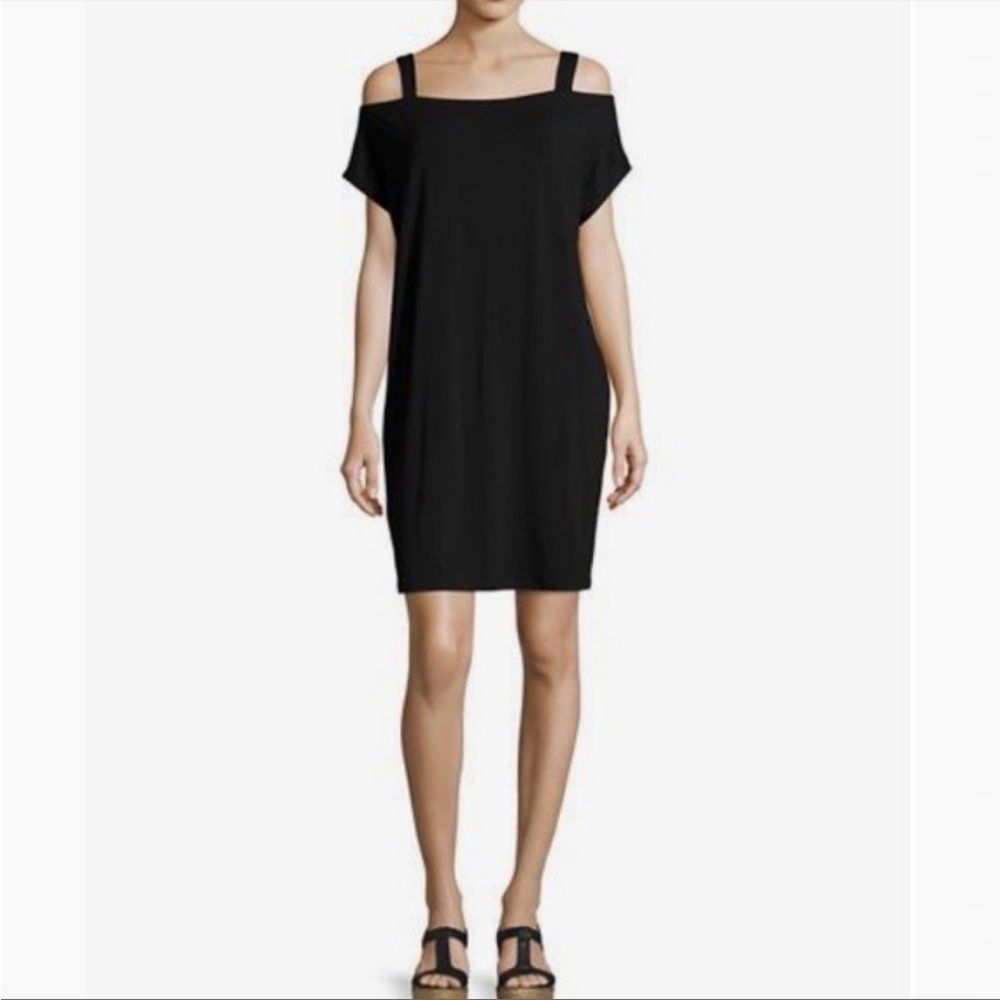 Eileen Fisher Cold Shoulder Black Dress